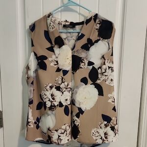 Nine West Tan Sleeveless Boxy Blouse (J13)